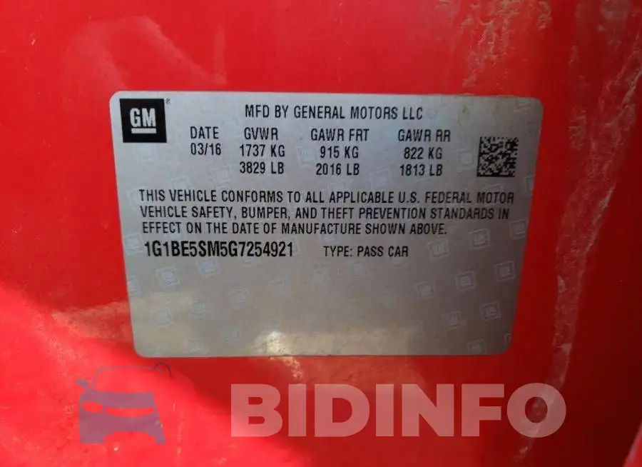 1G1BE5SM5G7254921 Photo# 12