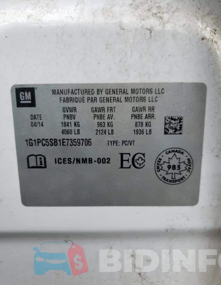 1G1PC5SB1E7359706 Photo# 13