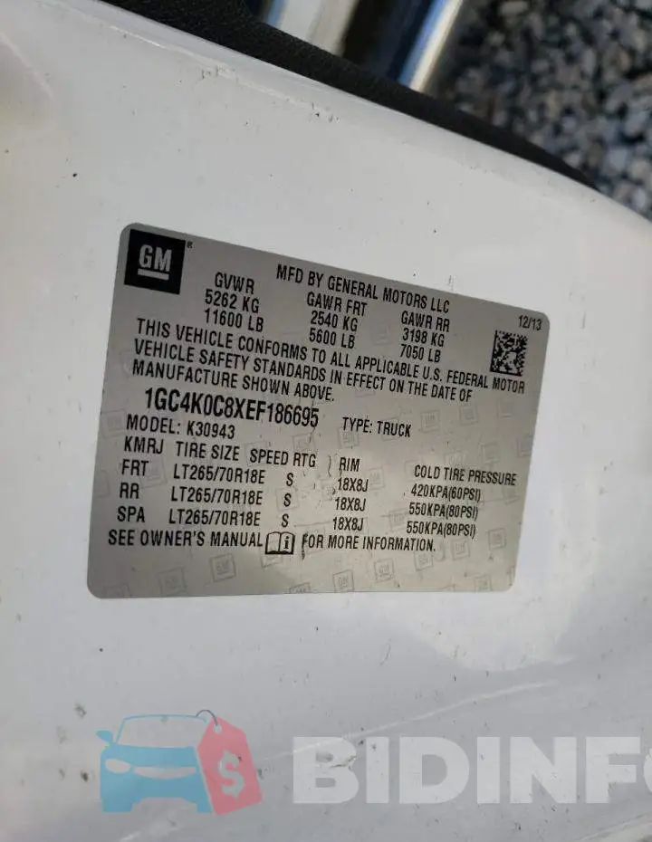 1GC4K0C8XEF186695 Photo# 12