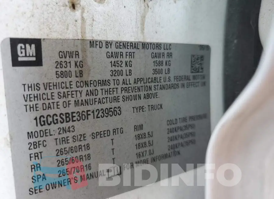 1GCGSBE36F1239563 Photo# 13