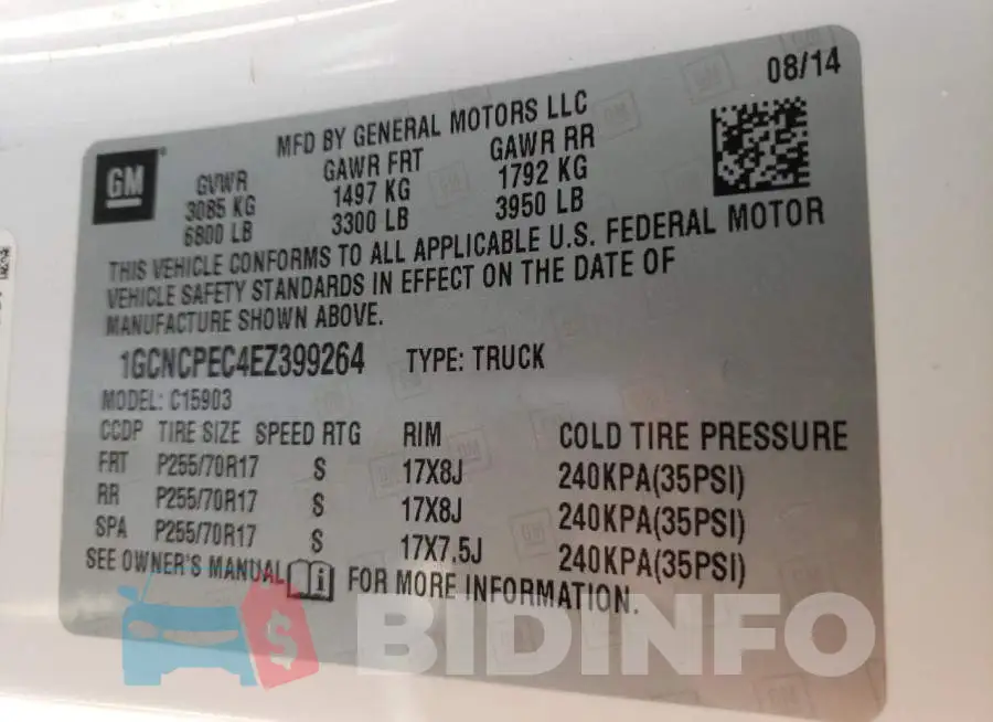 1GCNCPEC4EZ399264 Photo# 12