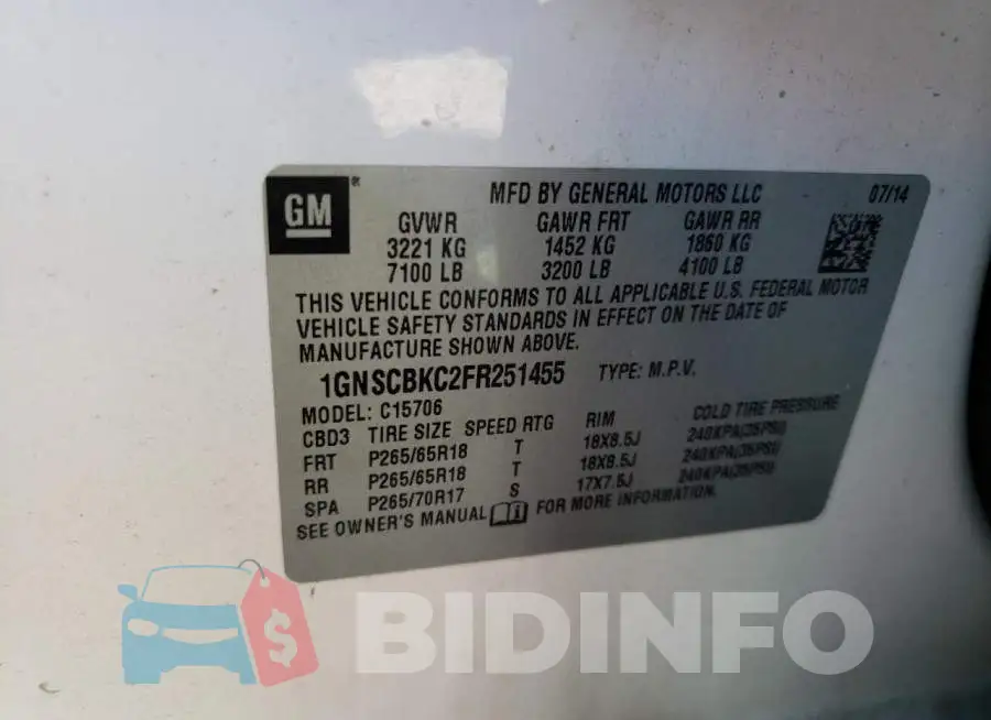 1GNSCBKC2FR251455 Photo# 12