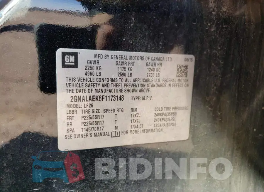 2GNALAEK6F1173148 Photo# 14