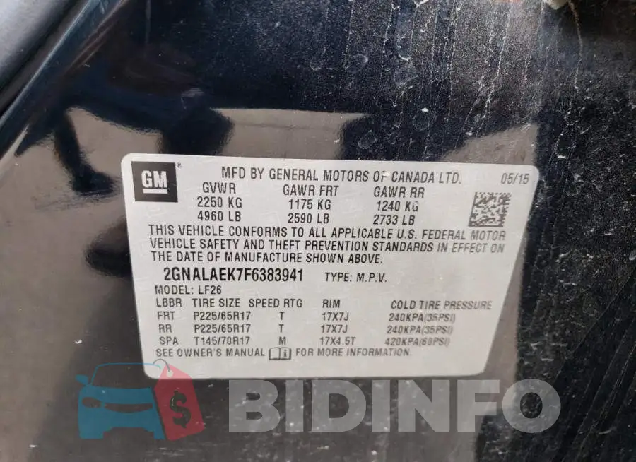 2GNALAEK7F6383941 Photo# 13