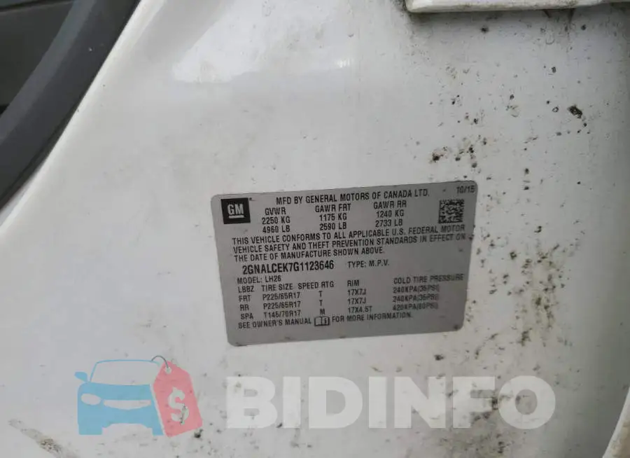 2GNALCEK7G1123646 Photo# 13