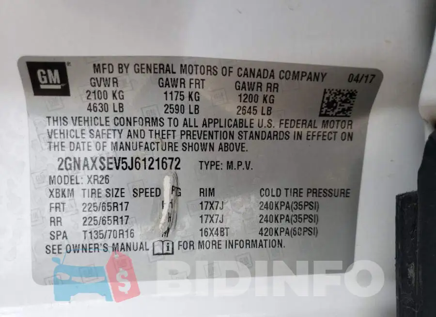 2GNAXSEV5J6121672 Photo# 12