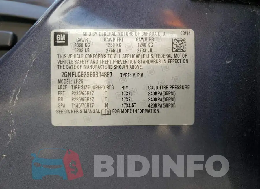 2GNFLCE35E6304887 Photo# 13