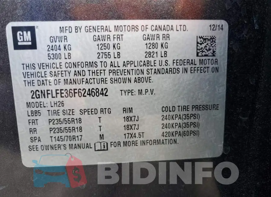 2GNFLFE36F6246842 Photo# 13