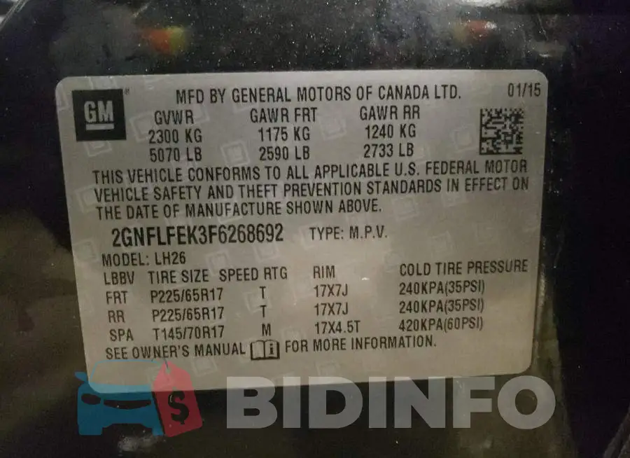 2GNFLFEK3F6268692 Photo# 12