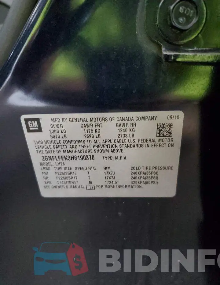 2GNFLFEK3H6190370 Photo# 13