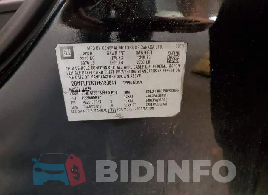 2GNFLFEK7F6130041 Photo# 13