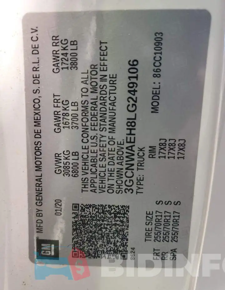 3GCNWAEH8LG249106 Photo# 13