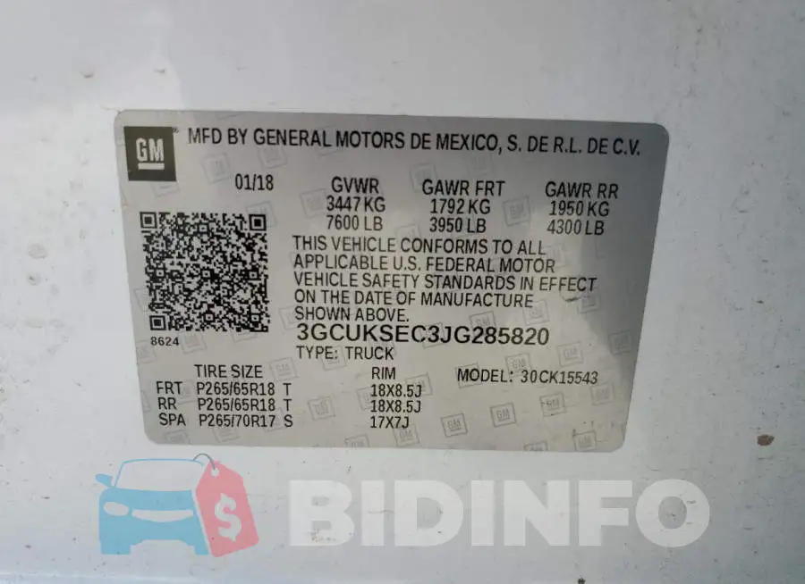 3GCUKSEC3JG285820 Photo# 12