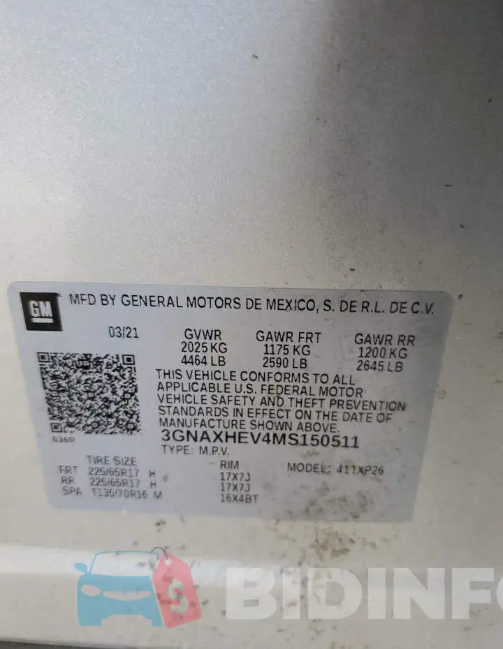 3GNAXHEV4MS150511 Photo# 14