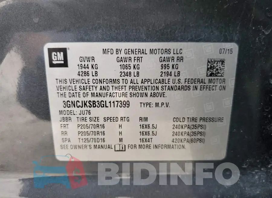 3GNCJKSB3GL117399 Photo# 13