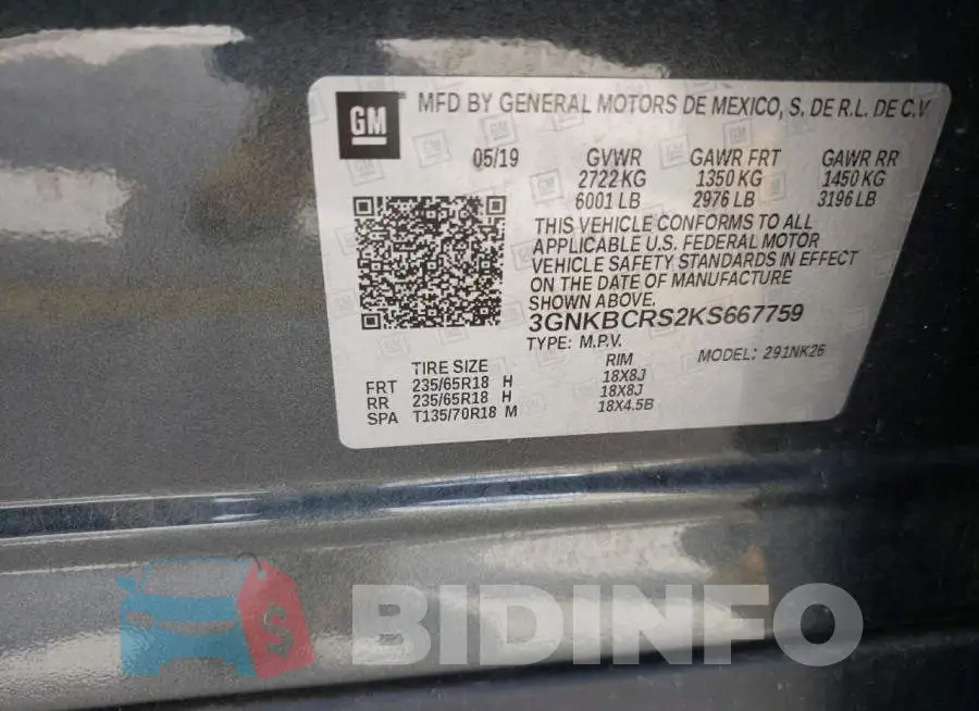 3GNKBCRS2KS667759 Photo# 13