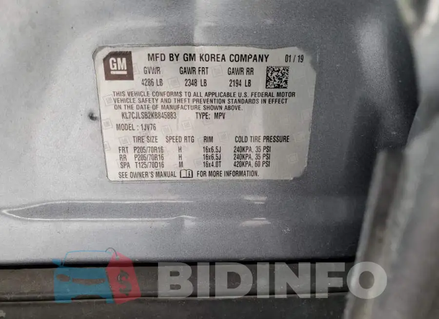 KL7CJLSB2KB845883 Photo# 12
