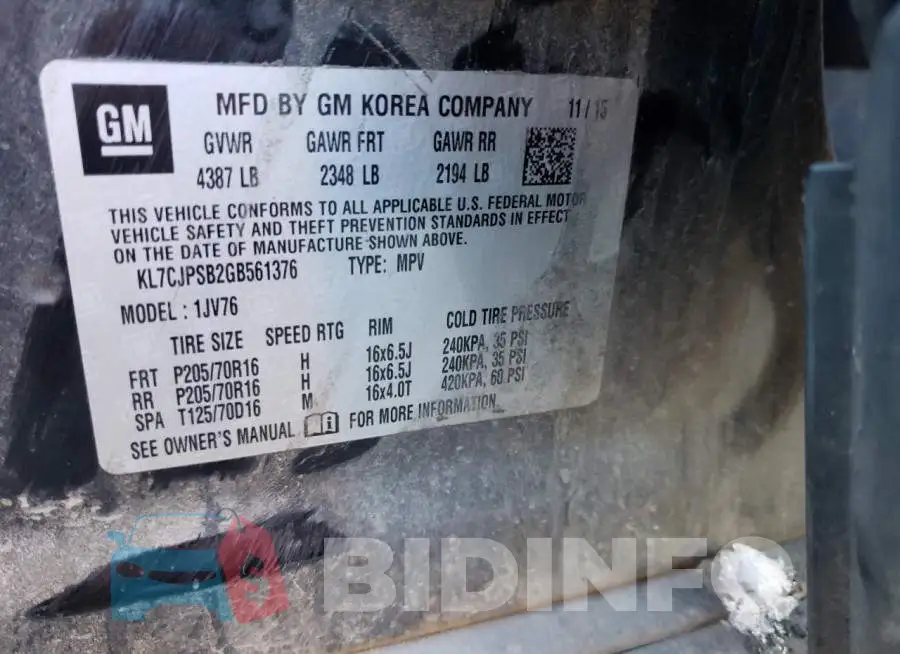 KL7CJPSB2GB561376 Photo# 13