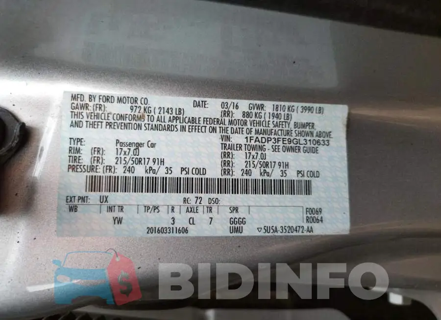 1FADP3FE9GL310633 Photo# 12