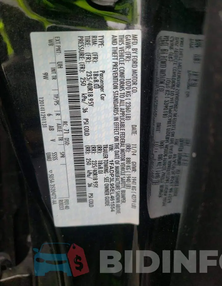 1FADP3L95EL461554 Photo# 12