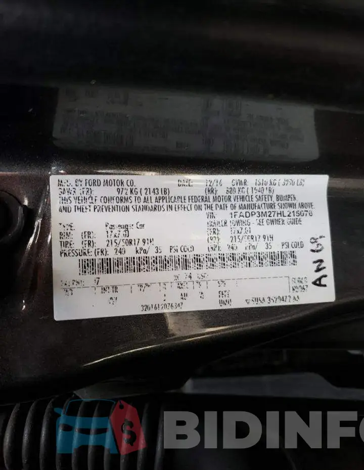 1FADP3M27HL215076 Photo# 12