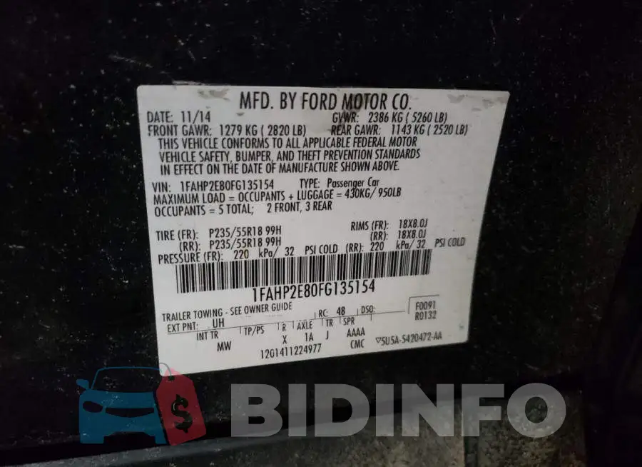 1FAHP2E80FG135154 Photo# 13