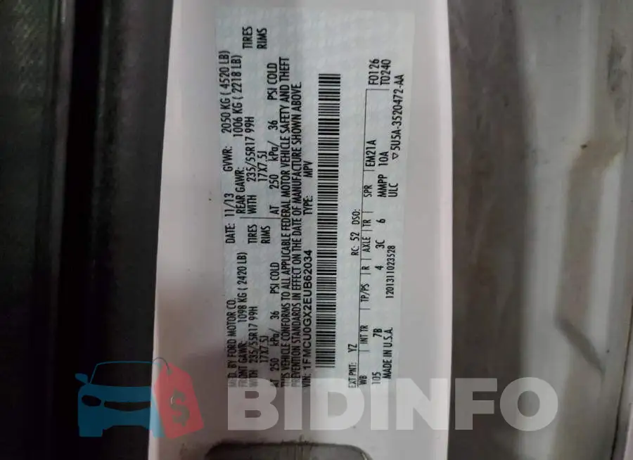 1FMCU0GX2EUB62034 Photo# 12