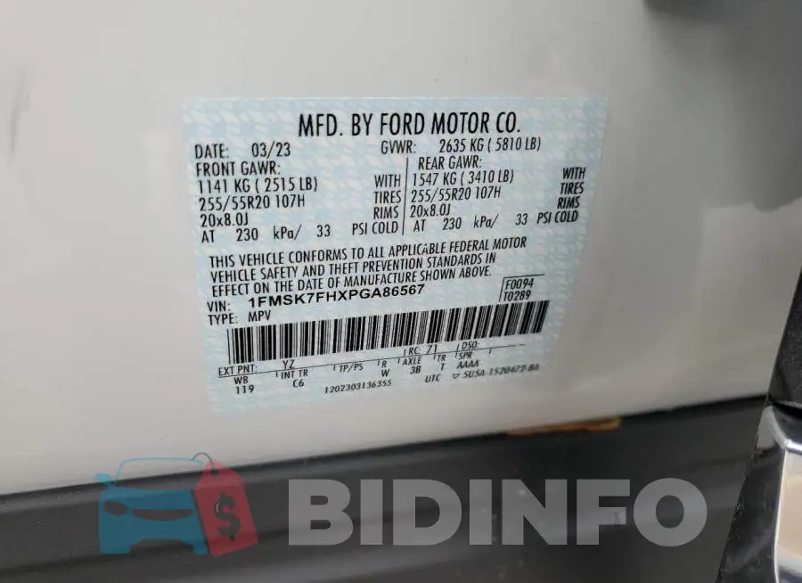 1FMSK7FHXPGA86567 Photo# 13