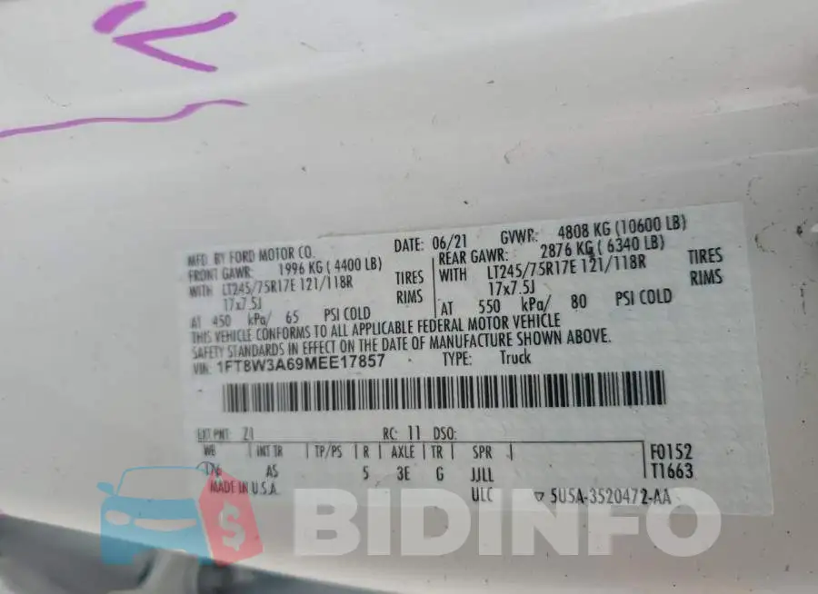 1FT8W3A69MEE17857 Photo# 12