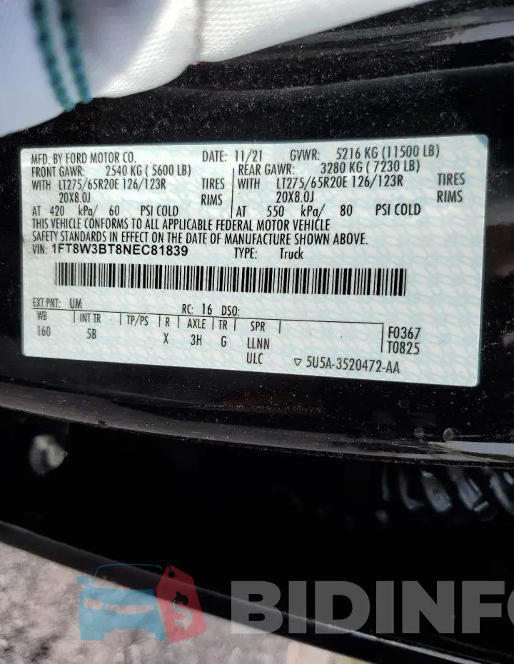 1FT8W3BT8NEC81839 Photo# 12