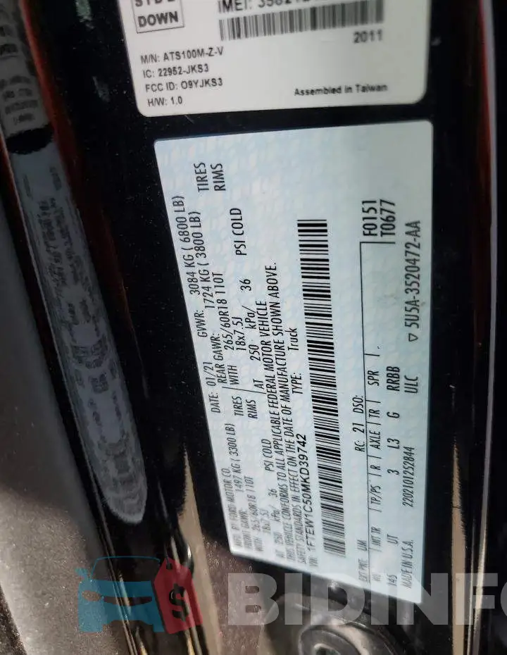 1FTEW1C50MKD39742 Photo# 12