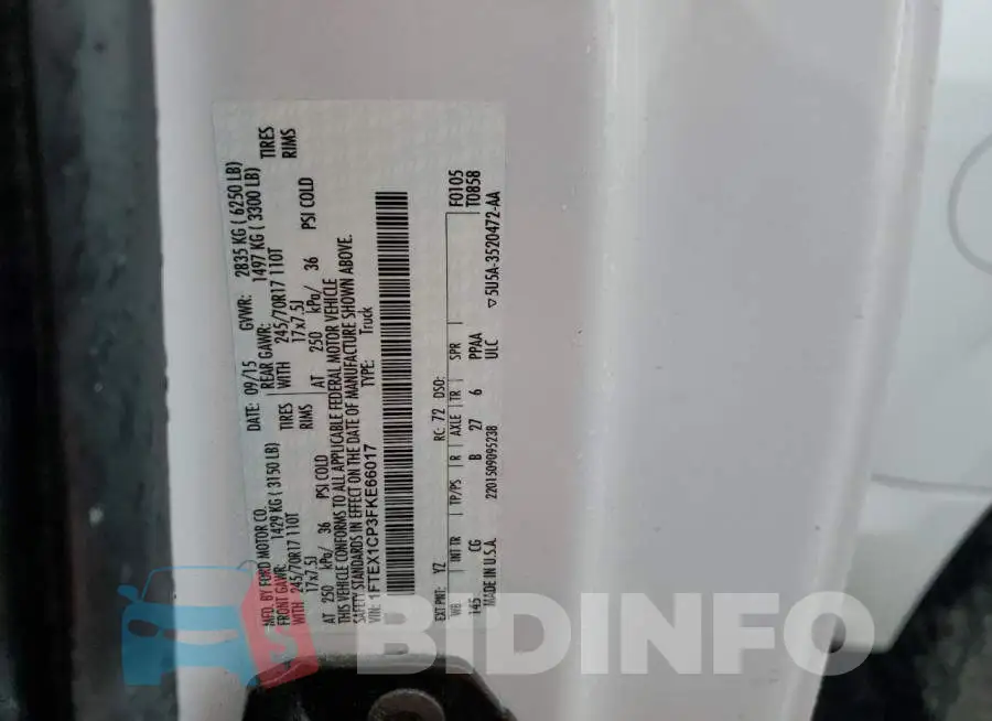 1FTEX1CP3FKE66017 Photo# 13