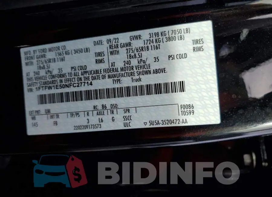 1FTFW1E50NFC27714 Photo# 12