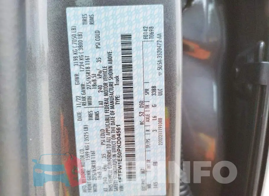 1FTFW1E50PKD04561 Photo# 12