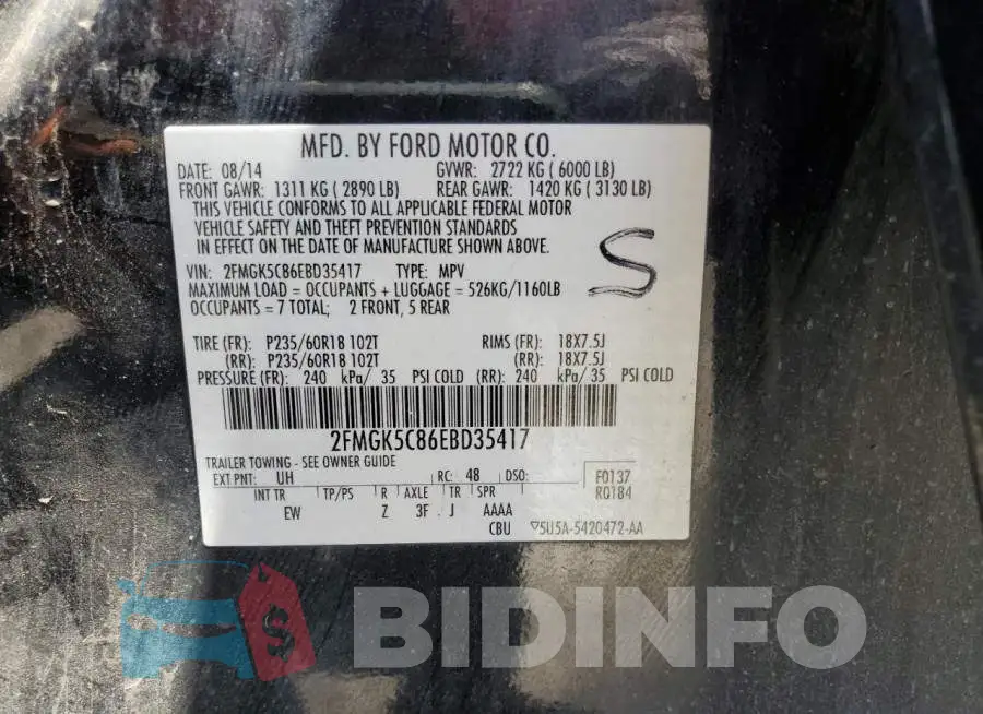 2FMGK5C86EBD35417 Photo# 13