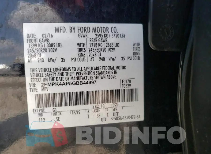 2FMPK4AP5GBB44997 Photo# 13