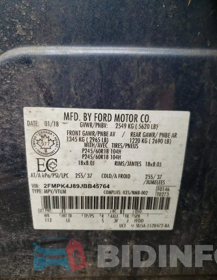 2FMPK4J89JBB45764 Photo# 13
