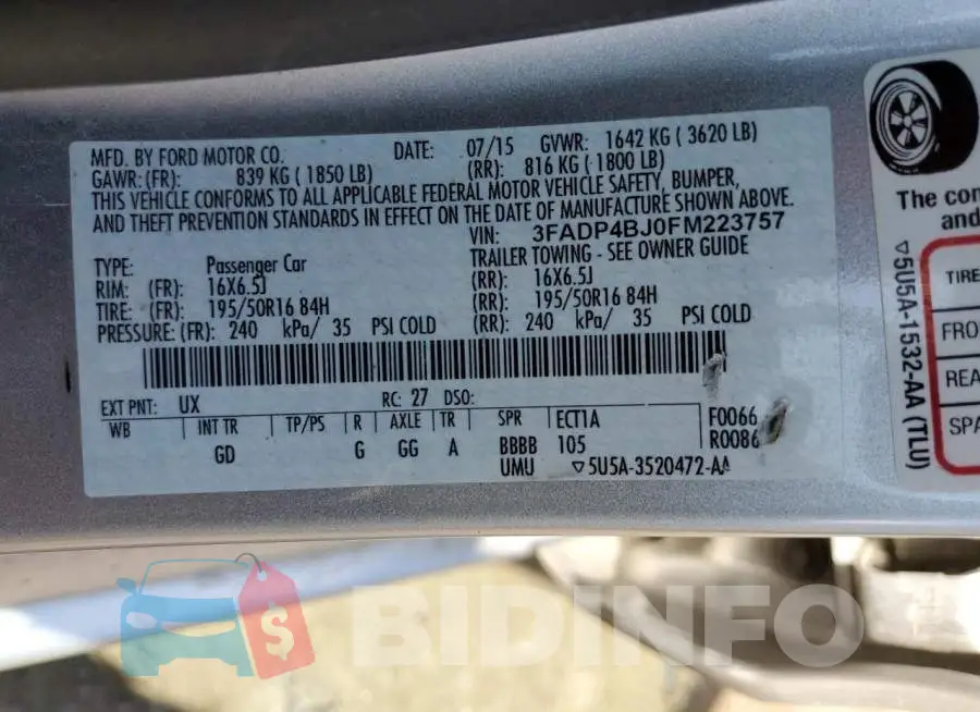 3FADP4BJ0FM223757 Photo# 12