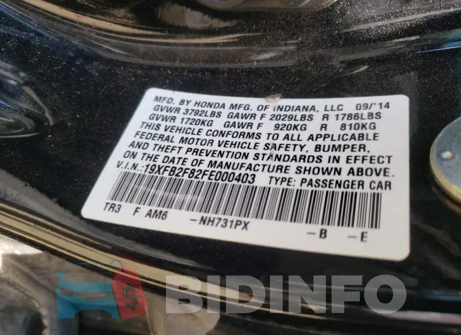 19XFB2F82FE000403 Photo# 13