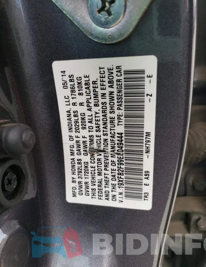 19XFB2F99EE049444 Photo# 12