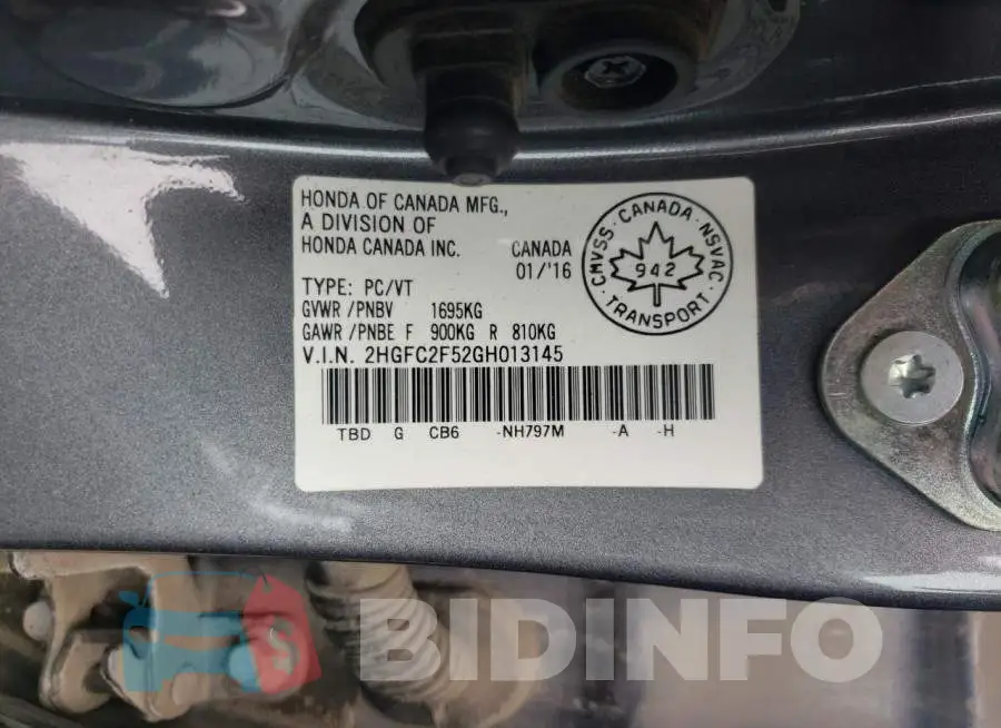 2HGFC2F52GH013145 Photo# 12