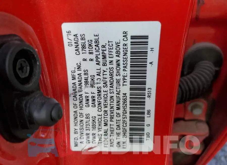 2HGFC2F57GH526634 Photo# 12