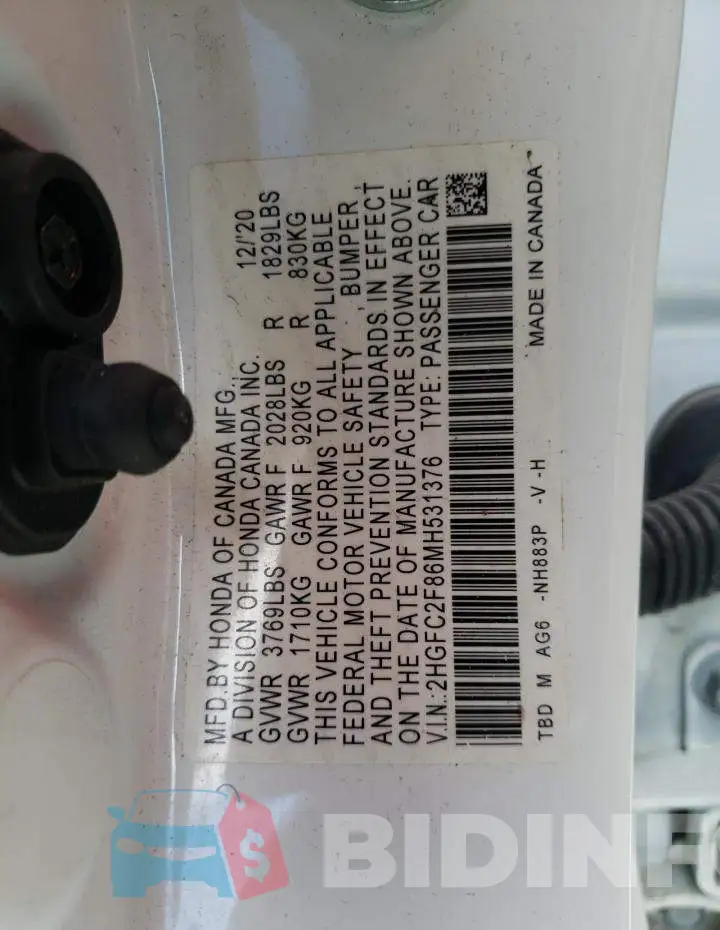 2HGFC2F86MH531376 Photo# 12