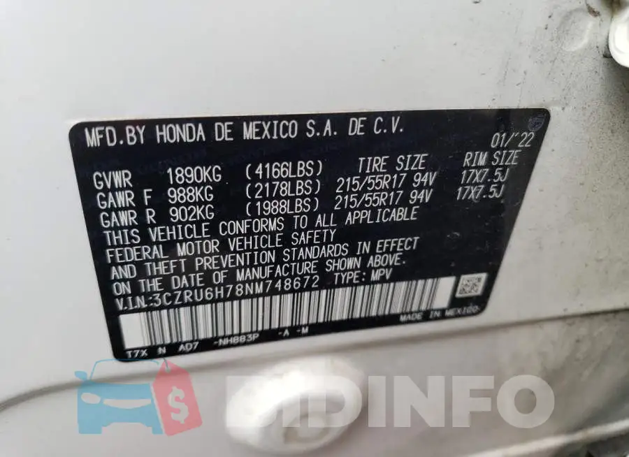 3CZRU6H78NM748672 Photo# 13