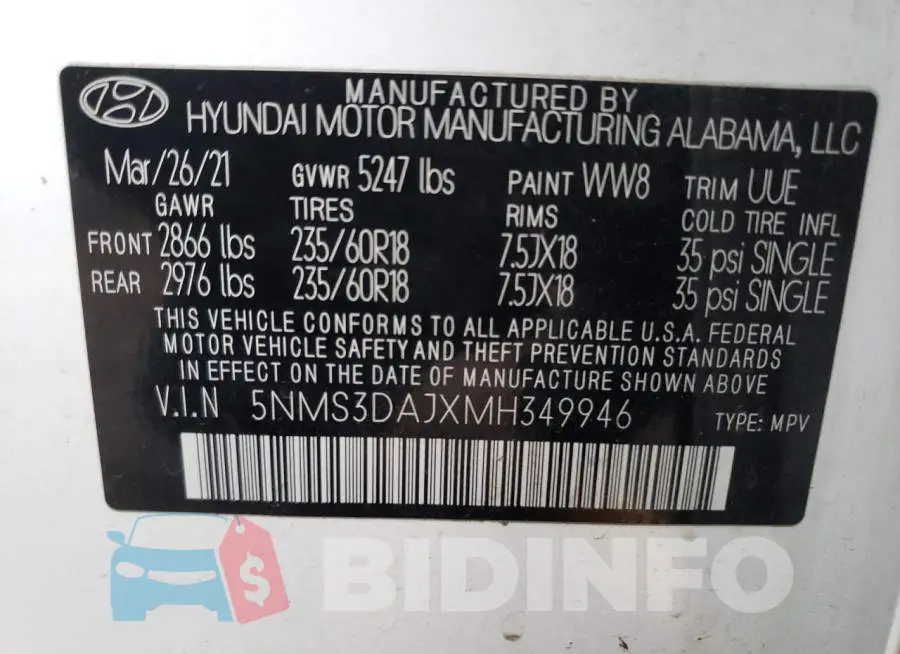5NMS3DAJXMH349946 Photo# 13