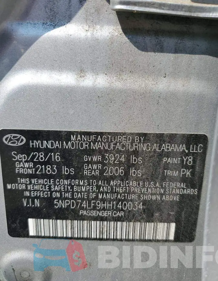 5NPD74LF9HH140034 Photo# 12