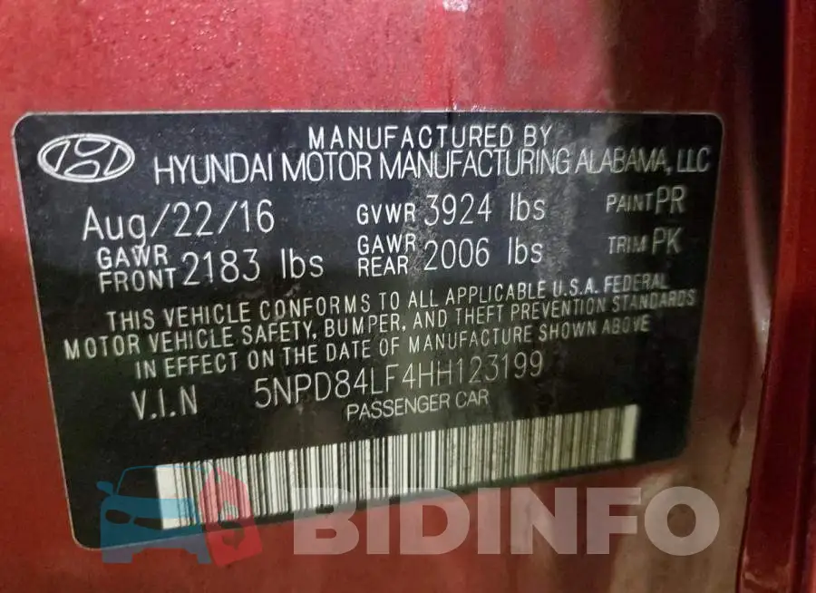 5NPD84LF4HH123199 Photo# 12