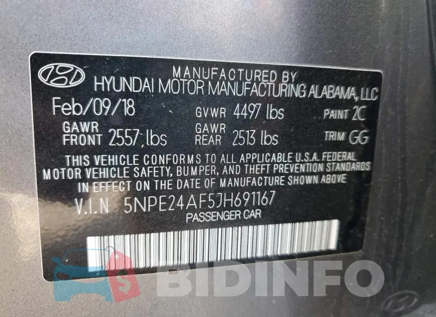 5NPE24AF5JH691167 Photo# 12