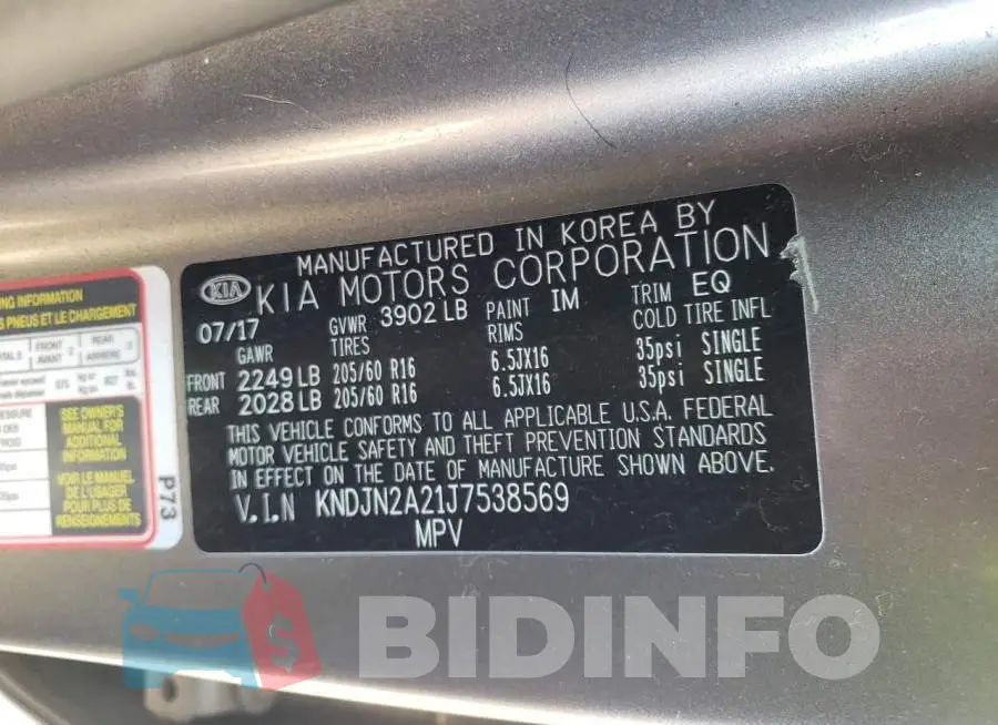 KNDJN2A21J7538569 Photo# 12