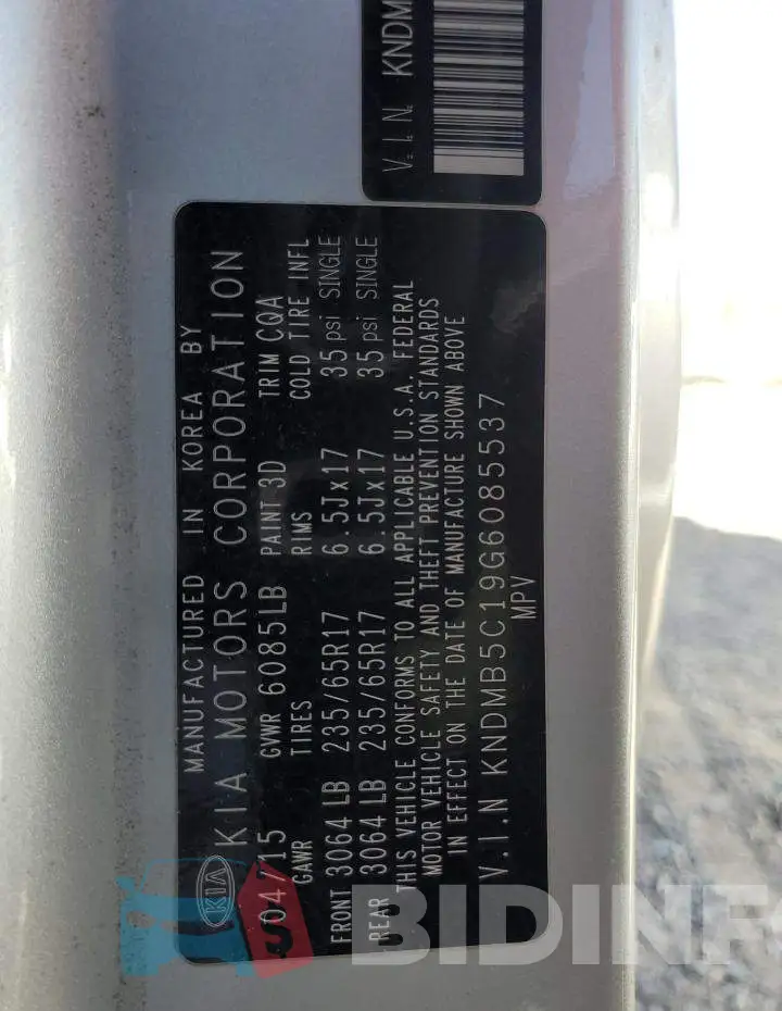 KNDMB5C19G6085537 Photo# 13
